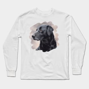 Black Labrador Painting Long Sleeve T-Shirt